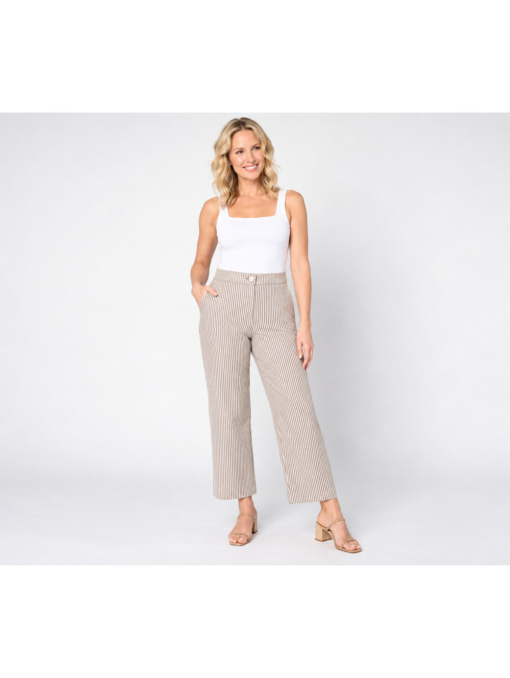 Isaac Mizrahi Live! Yacht Club Knit Seersucker Ankle Pants Nutmeg Size Petite 1X